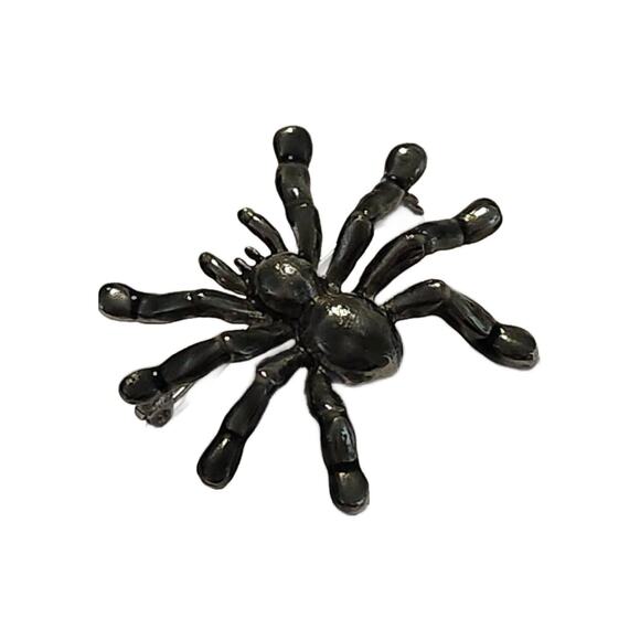 Halloween Black Enamel SPIDER Brooch 2" Tall - Picture 4 of 10